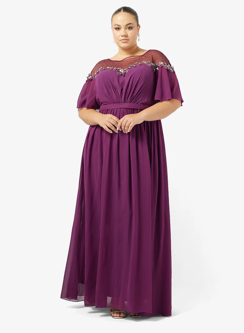 Khizana Plus Size A-line Dress With Sheer Neckline